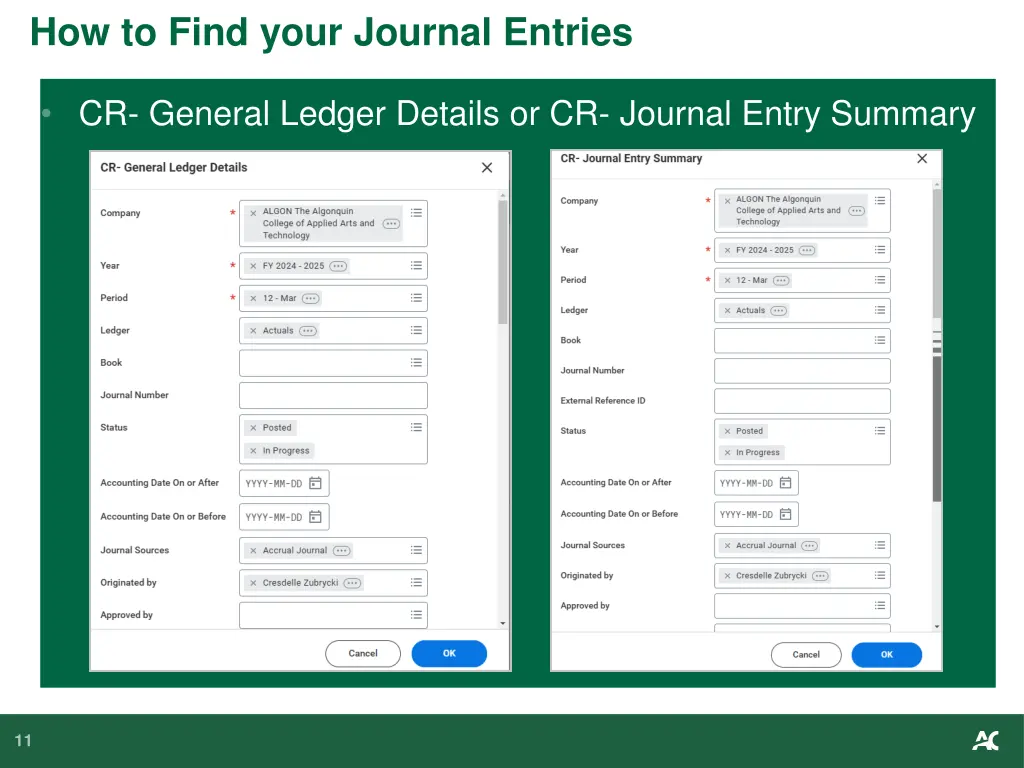 how to find your journal entries 1