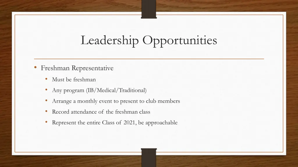 leadership opportunities