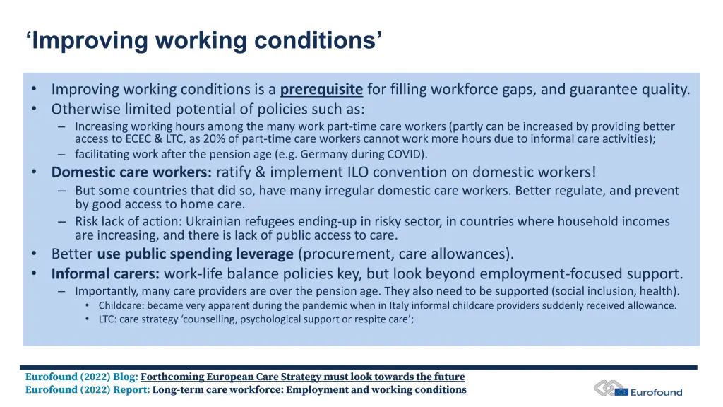 improving working conditions