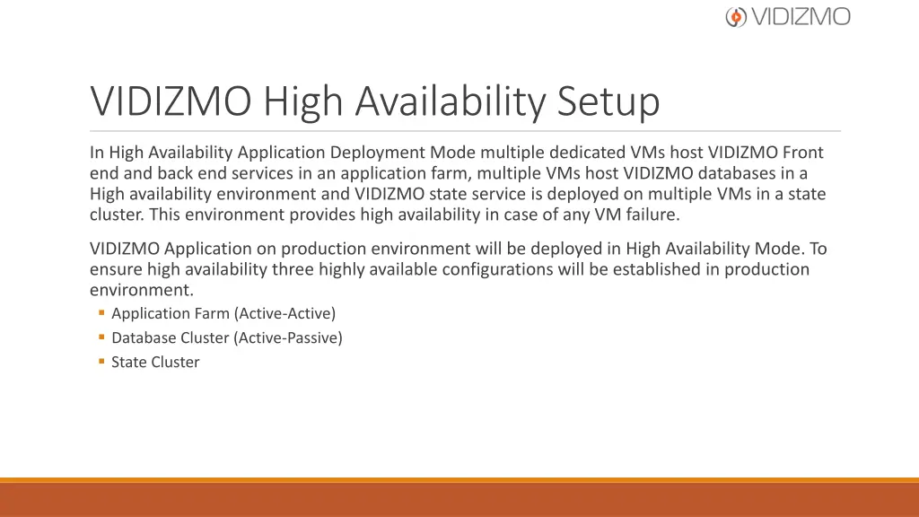 vidizmo high availability setup