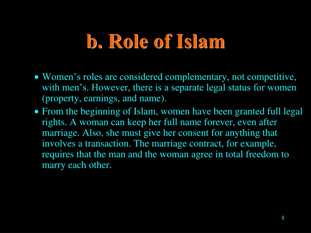b role of islam 1