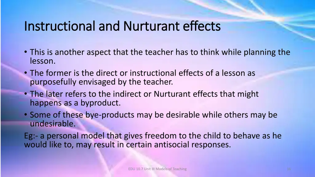 instructional and instructional and n nurturant