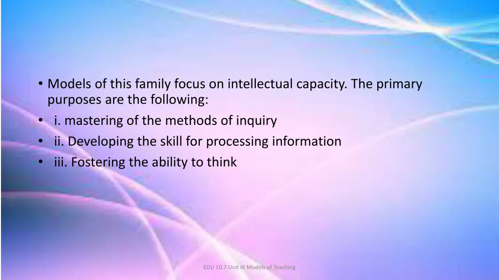 models of this family focus on intellectual