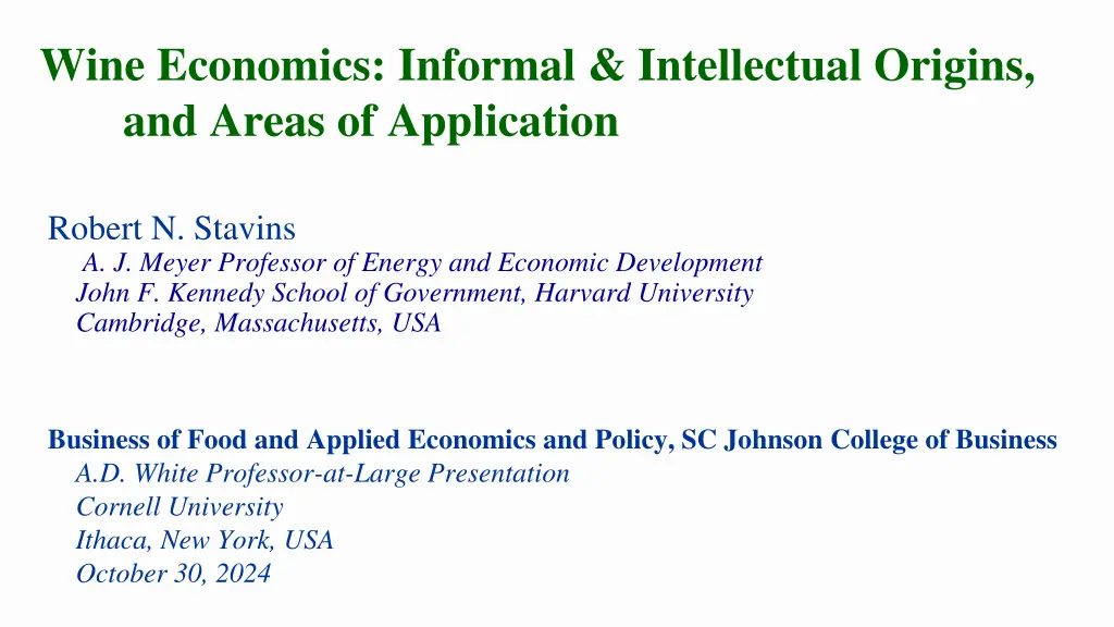 wine economics informal intellectual origins