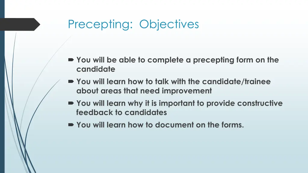 precepting objectives