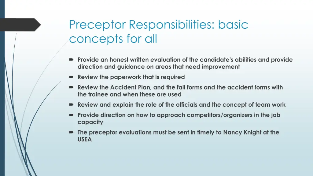 preceptor responsibilities basic concepts for all