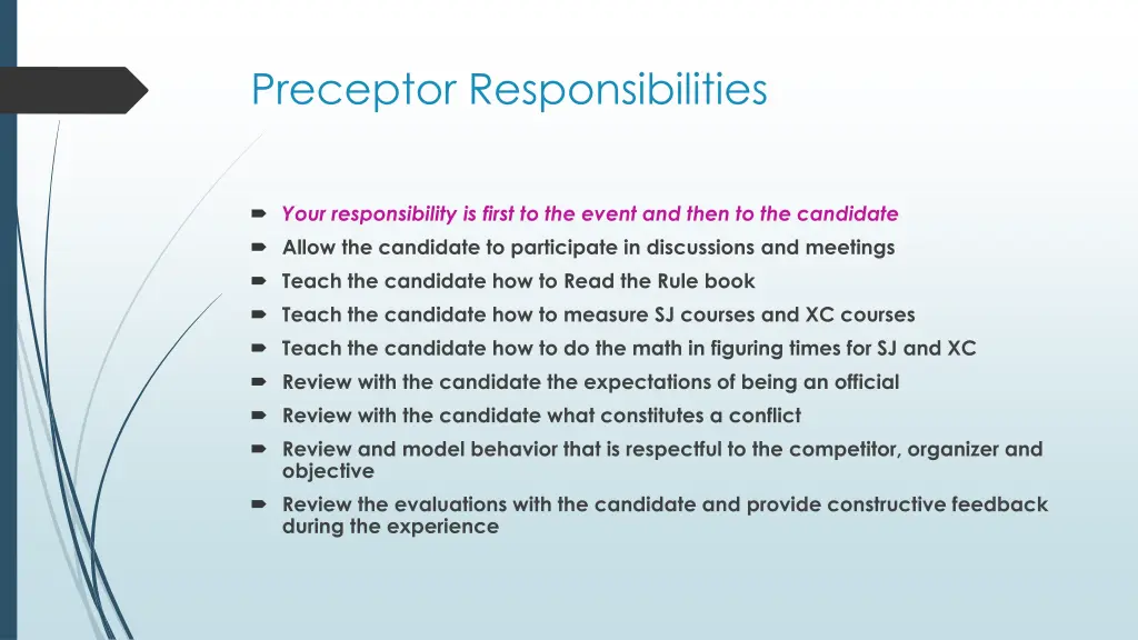 preceptor responsibilities