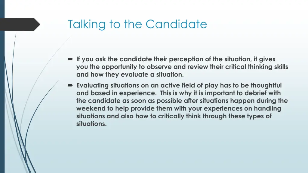 talking to the candidate 1