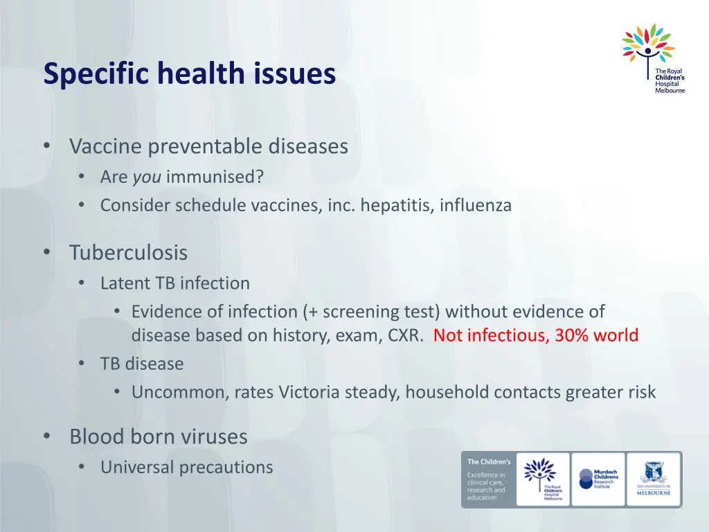 specific health issues