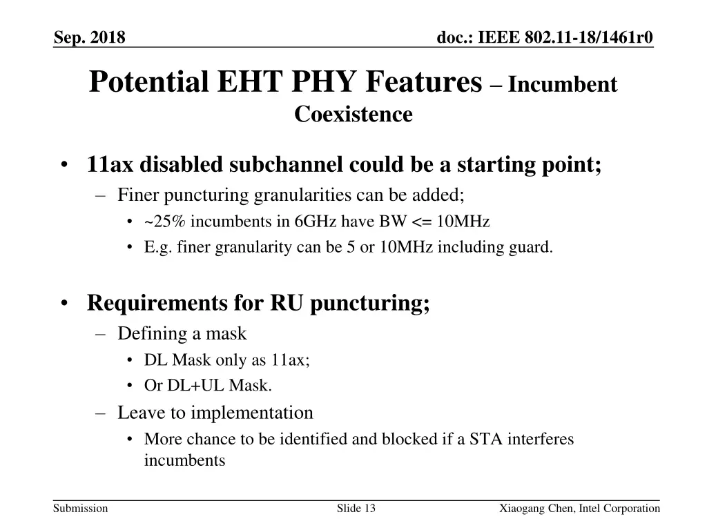 sep 2018 potential eht phy features incumbent