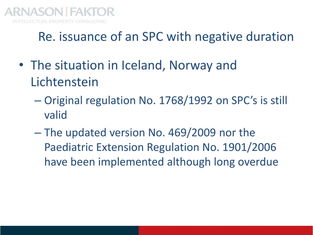re issuance of an spc with negative duration