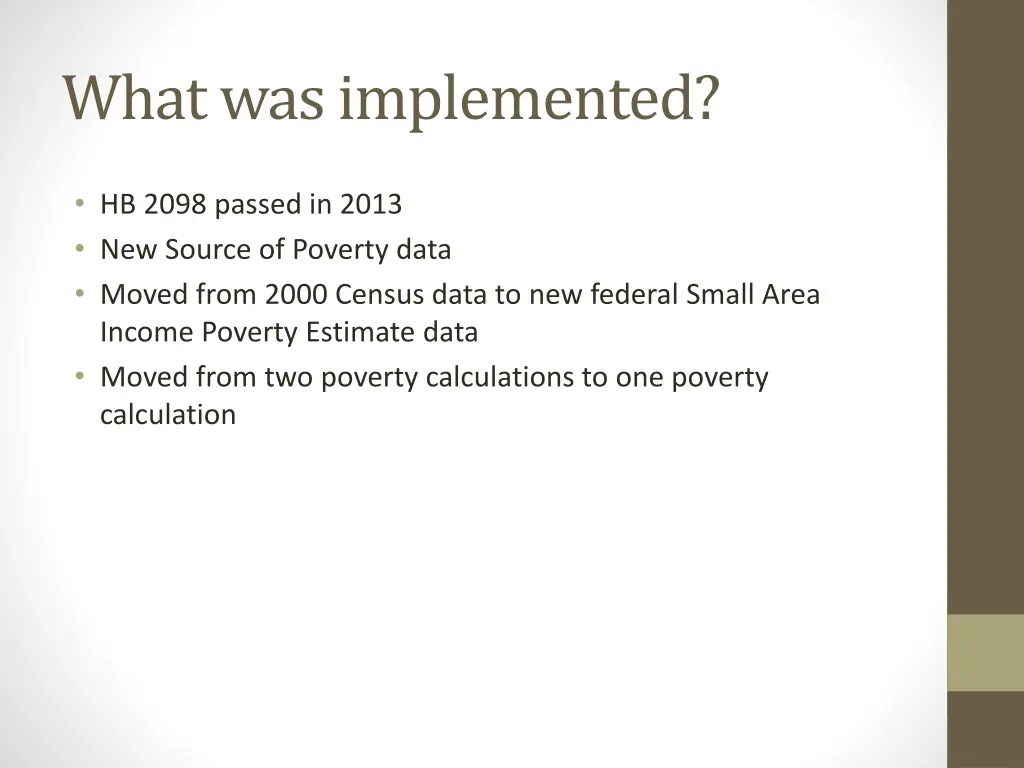 what was implemented
