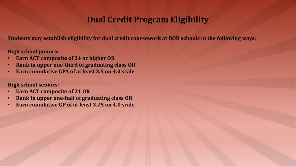 dual credit program eligibility