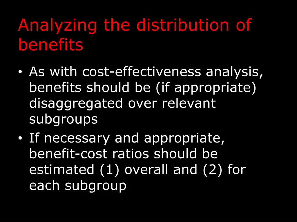 analyzing the distribution of benefits
