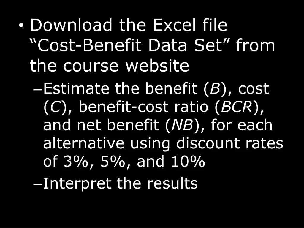 download the excel file cost benefit data