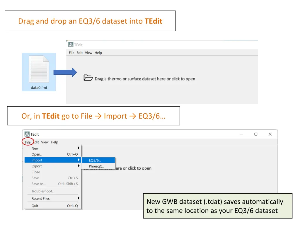 drag and drop an eq3 6 dataset into tedit