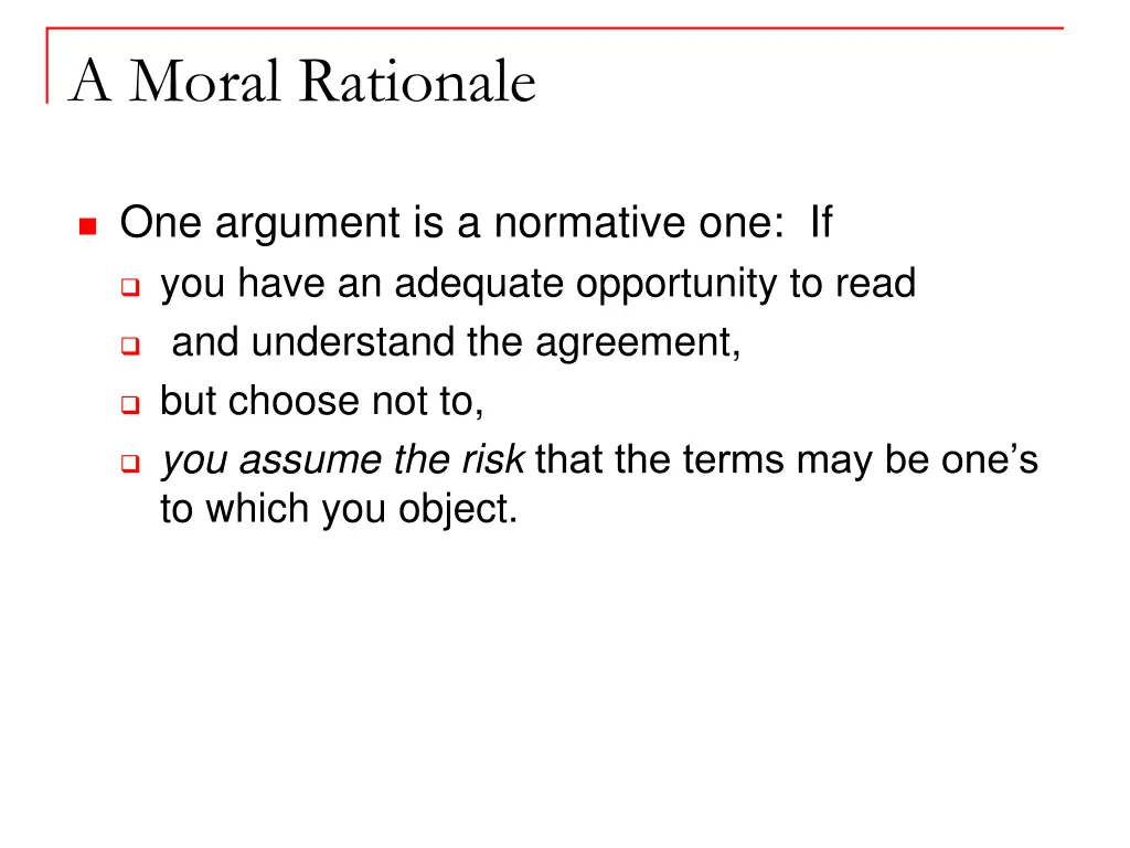 a moral rationale