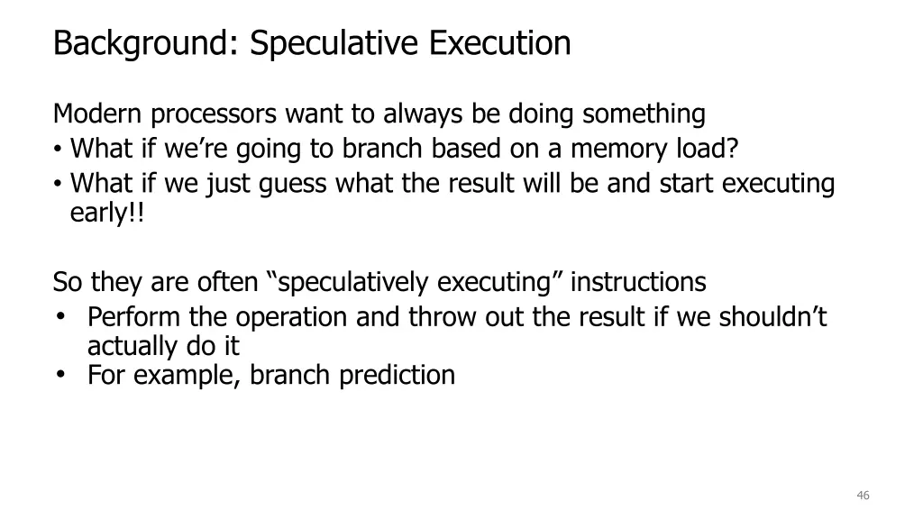 background speculative execution
