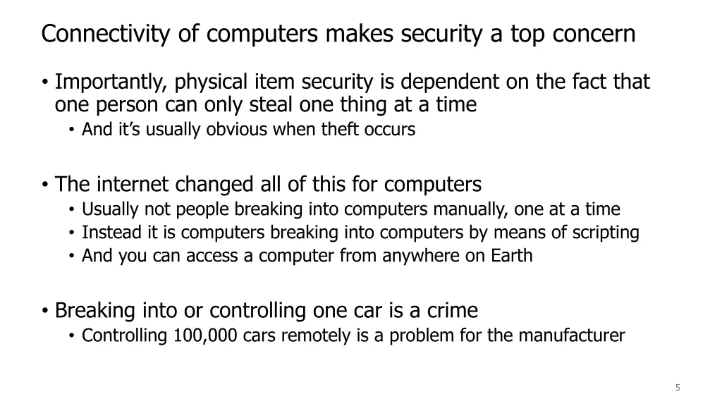 connectivity of computers makes security