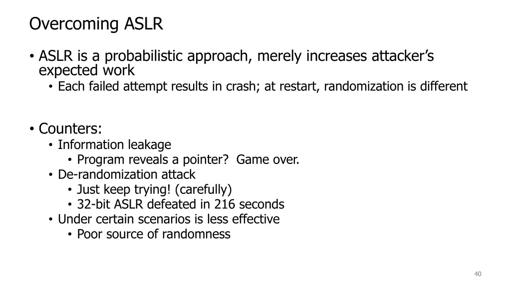overcoming aslr