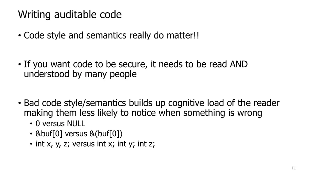writing auditable code