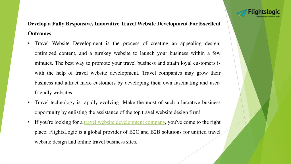 develop a fully responsive innovative travel