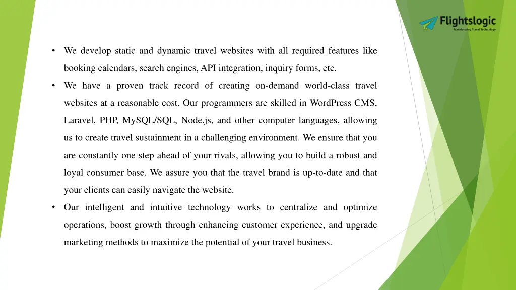 we develop static and dynamic travel websites
