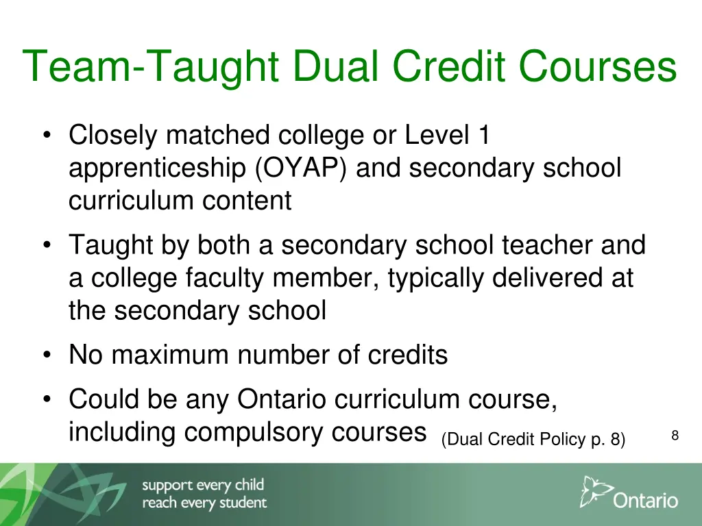 team taught dual credit courses