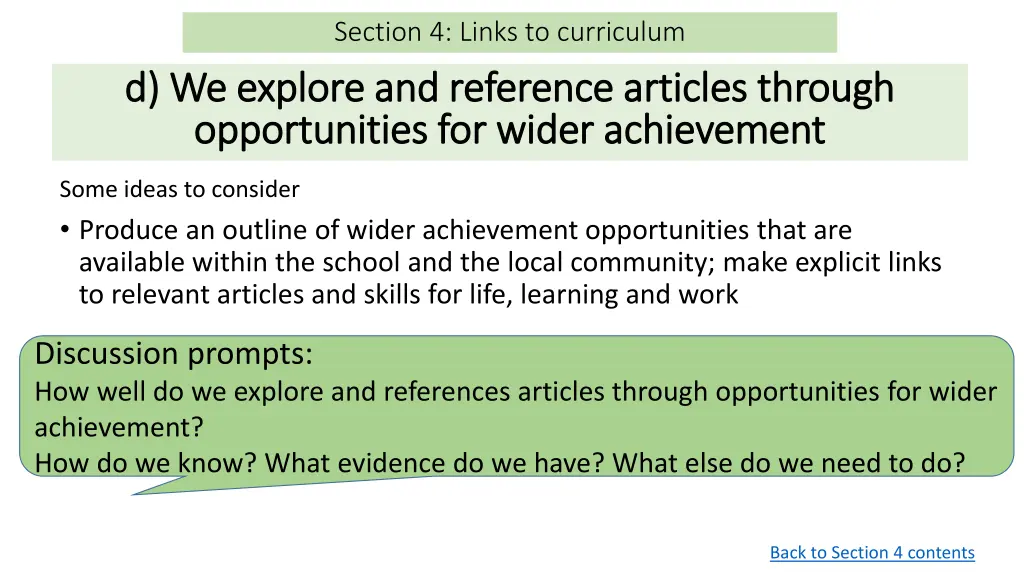section 4 links to curriculum 4