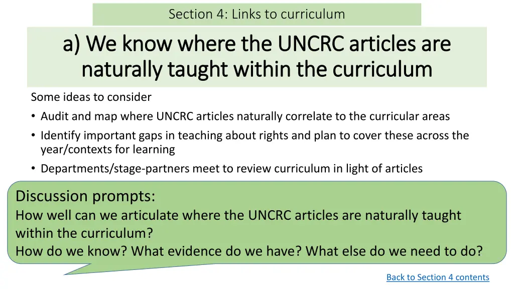 section 4 links to curriculum