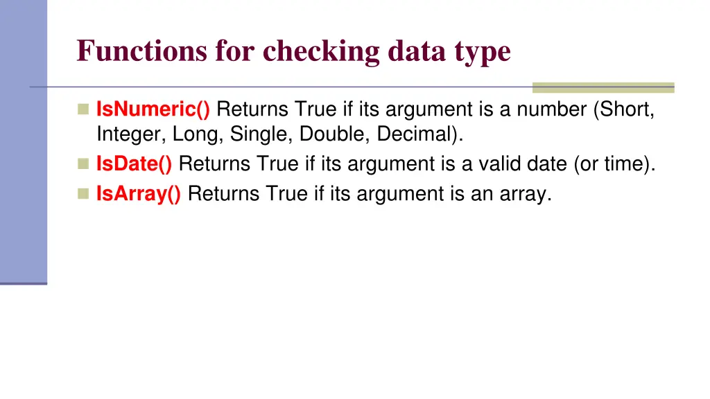 functions for checking data type