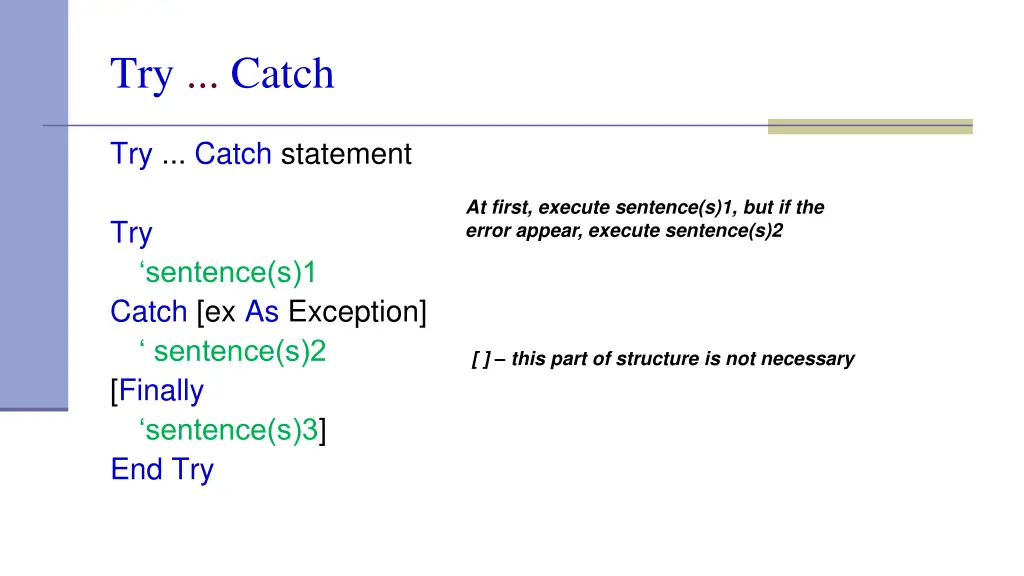 try catch