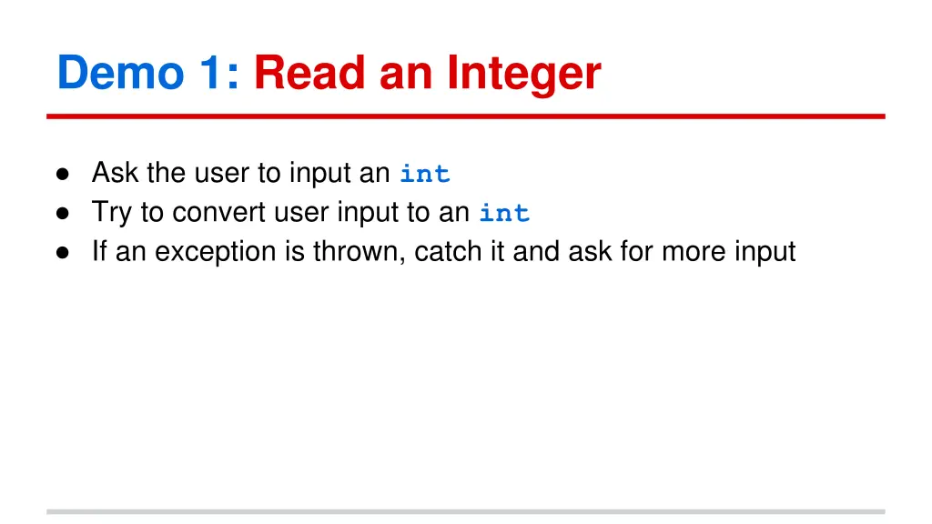 demo 1 read an integer