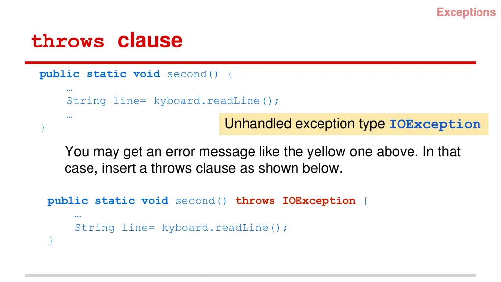 exceptions exceptions