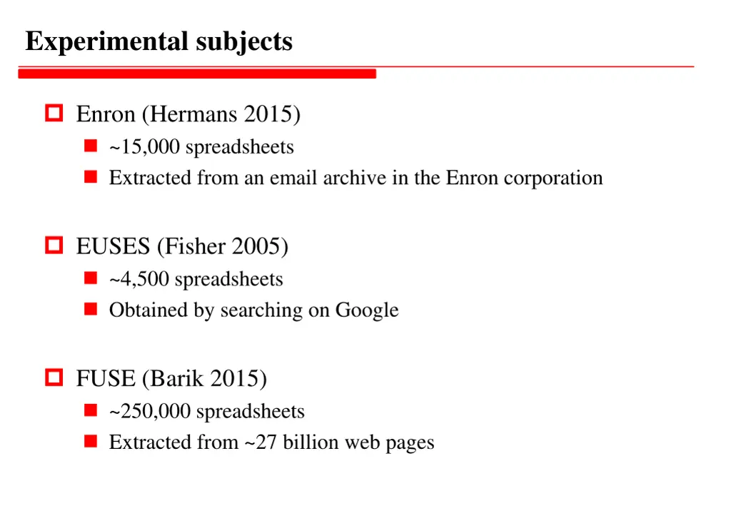 experimental subjects