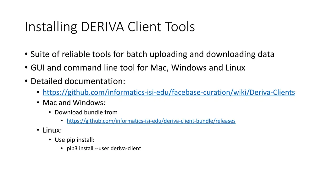 installing deriva client tools