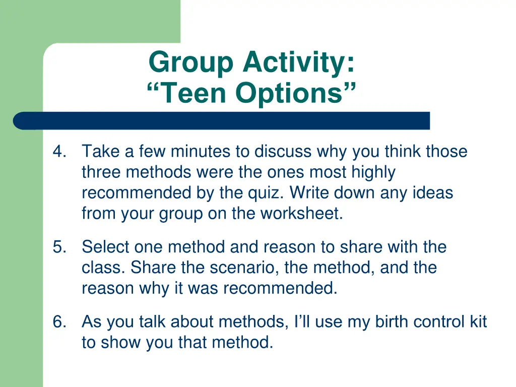 group activity teen options 1