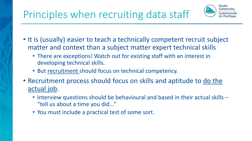 principles when recruiting data staff