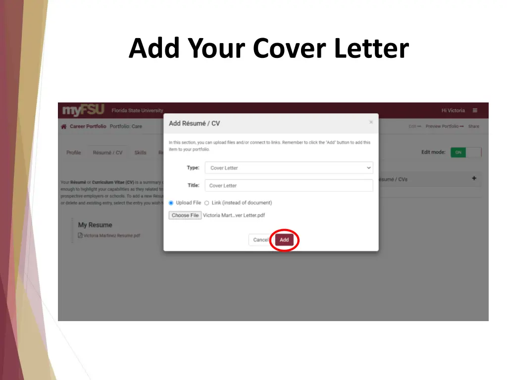 add your cover letter