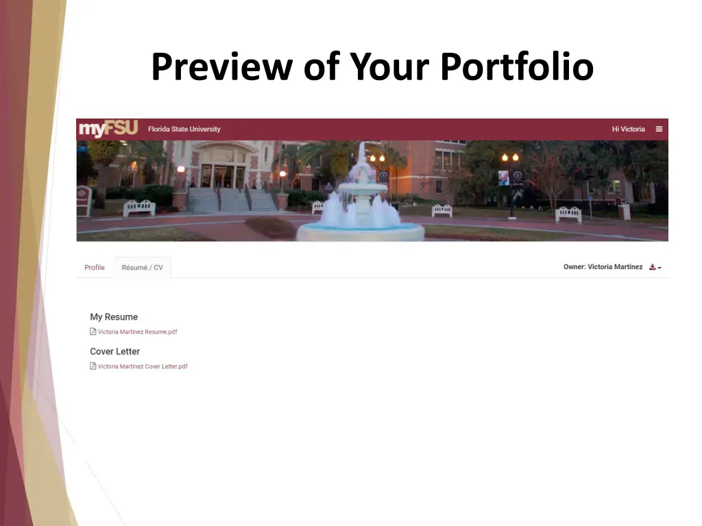preview of your portfolio