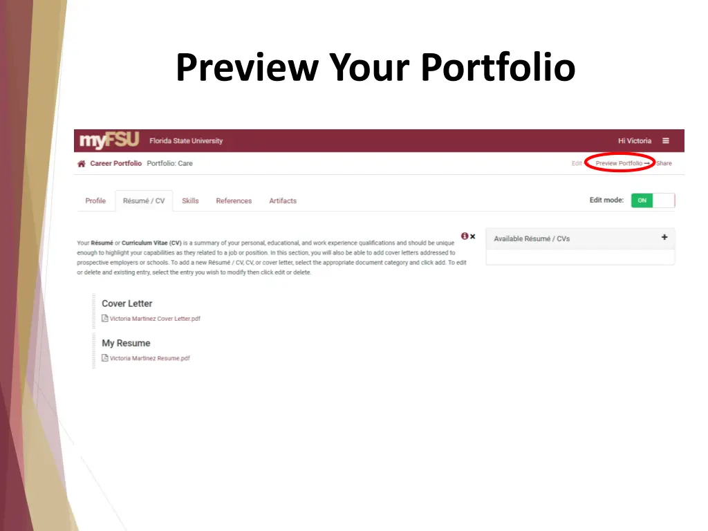 preview your portfolio