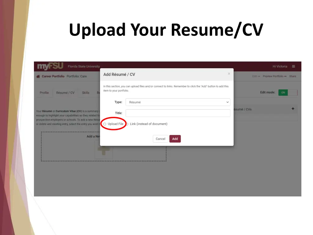 upload your resume cv