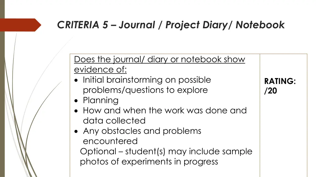 criteria 5 journal project diary notebook