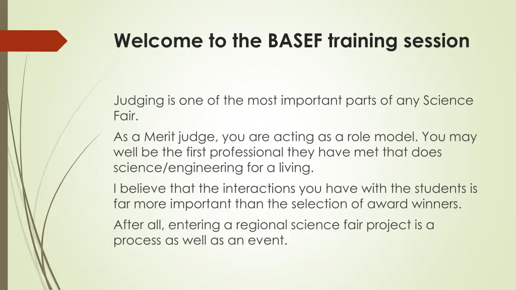 welcome to the basef training session