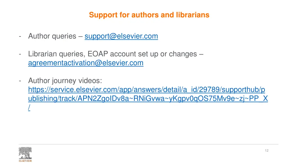support for authors and librarians