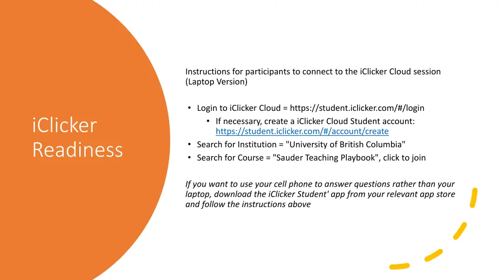 instructions for participants to connect