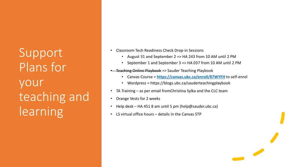 support plans for your teaching and learning