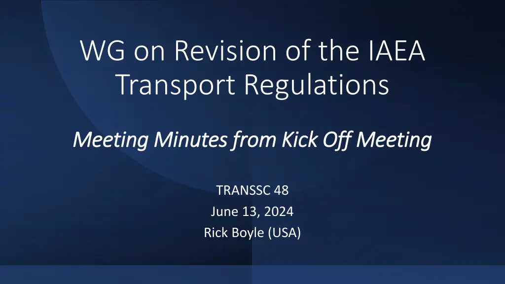 wg on revision of the iaea transport regulations