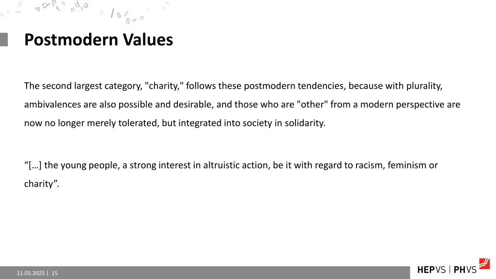 postmodern values