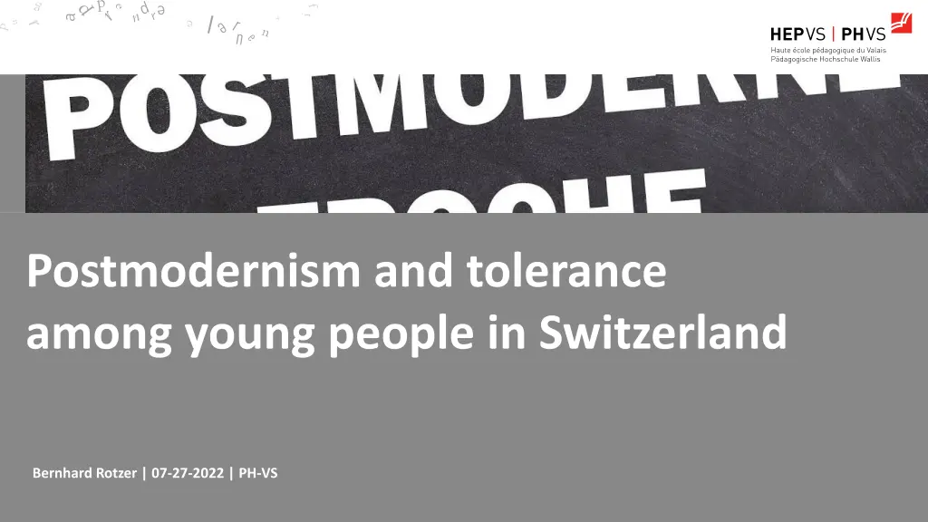 postmodernism and tolerance among young people
